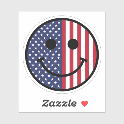 Patriottische Smiley Face Amerikaanse Vlag Rood Wi Sticker (Vel)