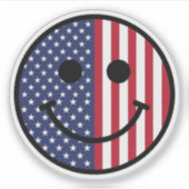 Patriottische Smiley Face Amerikaanse Vlag Rood Wi Sticker (Voorkant)