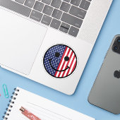 Patriottische Smiley Face Amerikaanse Vlag Rood Wi Sticker (Laptop met iPhone)