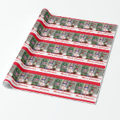 Patriottische Sneeuwman Penquin Kerst Wrapping Pap Cadeaupapier (Uitgerold)