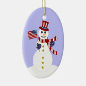 Patriottische Snowman-kerstboomornament Keramisch Ornament (Rechts)