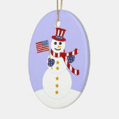 Patriottische Snowman-kerstboomornament Keramisch Ornament (Links)