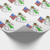 Patriottische Snowman-kerstcadeauverpakking Cadeaupapier (Hoek)