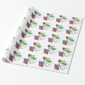 Patriottische Snowman-kerstcadeauverpakking Cadeaupapier (Uitgerold)