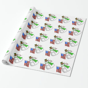 Patriottische Snowman-kerstcadeauverpakking Cadeaupapier