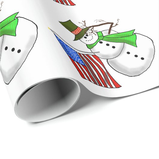 Patriottische Snowman-kerstcadeauverpakking Cadeaupapier (Rol Hoek)