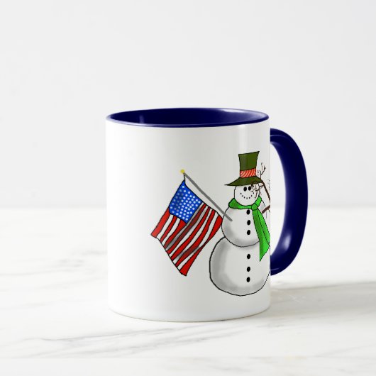 Patriottische Snowman Saluting Mok - pas hem aan. (Voorkant rechts)