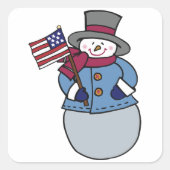 Patriottische Snowman-Stickers Vierkante Sticker (Voorkant)