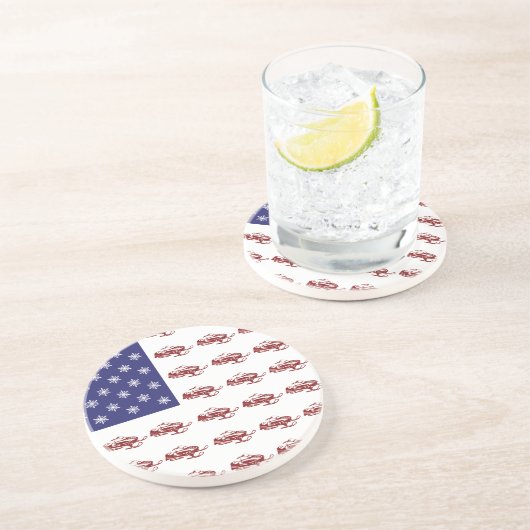 Patriottische Snowmobiling Zandsteen Onderzetter (Zijkant)