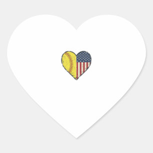 Patriottische Softbal Hart Vintage Vector Design_1 Sticker