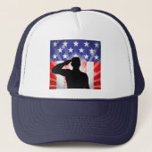 Patriottische Soldaat die het Amerikaanse Pet van  (Voorkant)