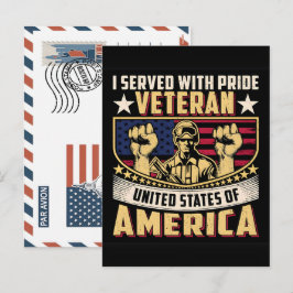 Patriottische Soldaat met Amerikaanse Vlag Ansicht Feestdagenkaart