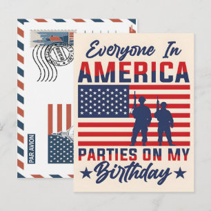 Patriottische Soldaat met Amerikaanse Vlag Ansicht Feestdagenkaart