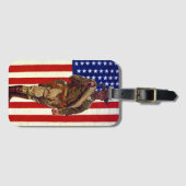 patriottische soldaat met Amerikaanse vlag Bagagelabel (Voorkant (horizontaal))