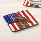 patriottische soldaat met Amerikaanse vlag Bier Onderzetter (Linkerzijde)