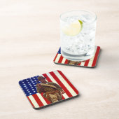 patriottische soldaat met Amerikaanse vlag Bier Onderzetter (Rechterzijde)