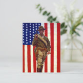  patriottische soldaat met Amerikaanse vlag Briefkaart (Staand voorkant)
