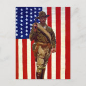  patriottische soldaat met Amerikaanse vlag Briefkaart (Voorkant)