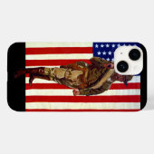  patriottische soldaat met Amerikaanse vlag Case-Mate iPhone Case (Achterkant (horizontaal))