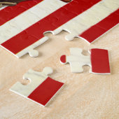  patriottische soldaat met Amerikaanse vlag Legpuzzel (Zijkant)