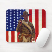 patriottische soldaat met Amerikaanse vlag Muismat (Met muis)