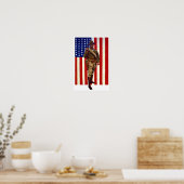 patriottische soldaat met Amerikaanse vlag Poster (Keuken)