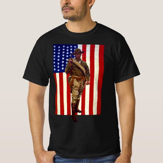  patriottische soldaat met Amerikaanse vlag T-shirt (Voorkant)