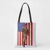 patriottische soldaat met Amerikaanse vlag Tote Bag (Voorkant)