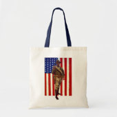  patriottische soldaat met Amerikaanse vlag Tote Bag (Voorkant)