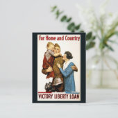  patriottische Soldaat voor Victory Liberty Loan Briefkaart (Staand voorkant)