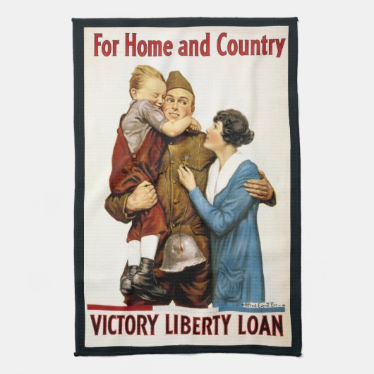 patriottische Soldaat voor Victory Liberty Loan Theedoek (Verticaal)
