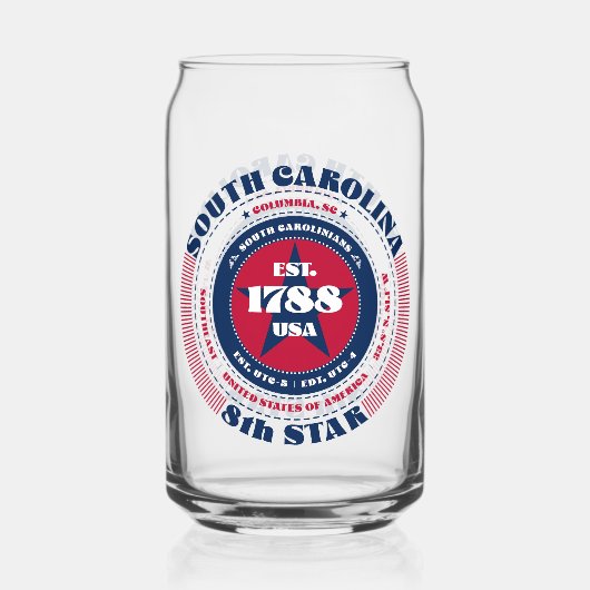 Patriottische South Carolina Typografie Drinkware  Blikvorm Glas (Voorkant)