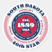Patriottische South Dakota Circle Design Sticker (Voorkant)