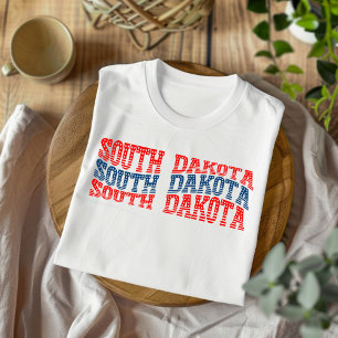 Patriottische South Dakota Rood en Blauw Boho T-sh T-shirt