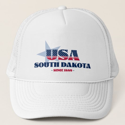 Patriottische South Dakota typografie Trucker Hat Trucker Pet (Voorkant)