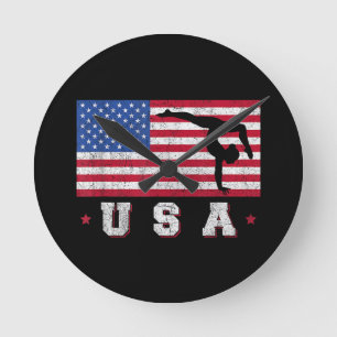 Patriottische sport Gift American USA Flag Girls G Ronde Klok