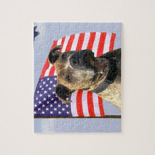 Patriottische stamphond legpuzzel (Verticaal)