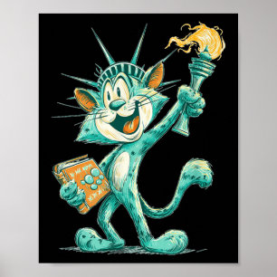 Patriottische standbeeld kostuum voor katten en vr poster