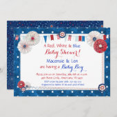 Patriottische Star Baby Shower-uitnodigingen - Lan Kaart (Voorkant / Achterkant)