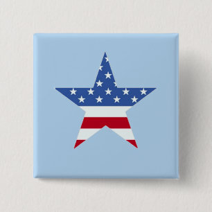Patriottische Star-Button Vierkante Button 5,1 Cm