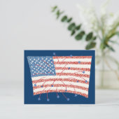 Patriottische Star Fireworks op Pointillism U S Fl Briefkaart (Staand voorkant)