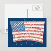 Patriottische Star Fireworks op Pointillism U S Fl Briefkaart (Voorkant / Achterkant)