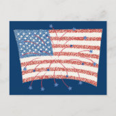 Patriottische Star Fireworks op Pointillism U S Fl Briefkaart (Voorkant)
