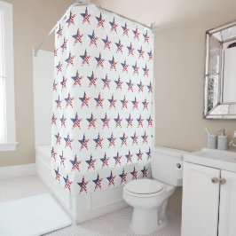 Patriottische Star Red White en Blue Shower Curtai Douchegordijn