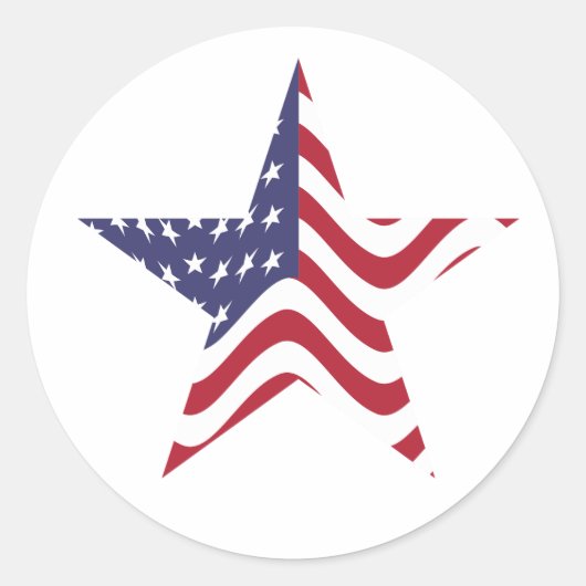 Patriottische Star Red White en Blue Sticker Seal (Voorkant)