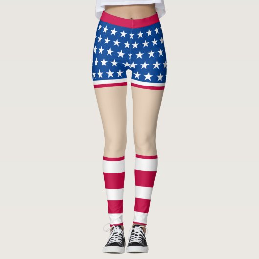Patriottische Star-Striped Leggings voor Vrouwen (Voorkant)