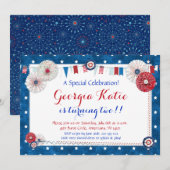 Patriottische Star Verjaardag Uitnodigingen - Land (Voorkant / Achterkant)