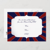 Patriottische Starburst in rood wit en blauw Uitnodiging Briefkaart (Voorkant / Achterkant)