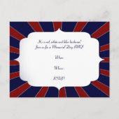 Patriottische Starburst in rood wit en blauw Uitnodiging Briefkaart (Voorkant)