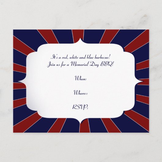 Patriottische Starburst in rood wit en blauw Uitnodiging Briefkaart (Voorkant)